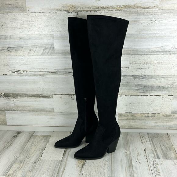 Marc Fisher Shoes - Marc Fisher womens 5 black faux suede over the knee boots block heel new